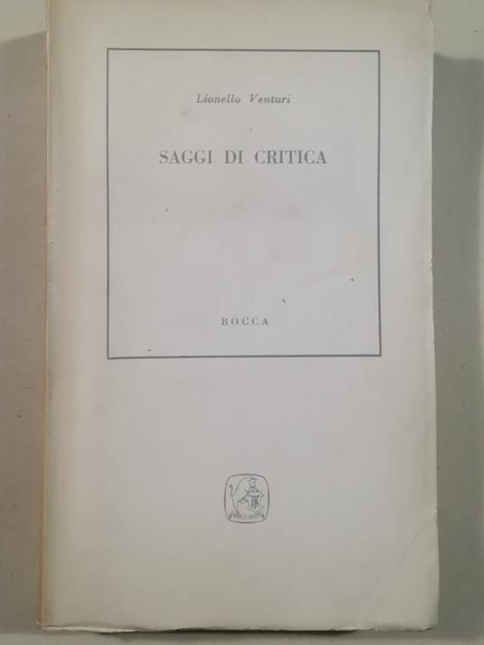 Saggi di critica - Lionello Venturi - copertina