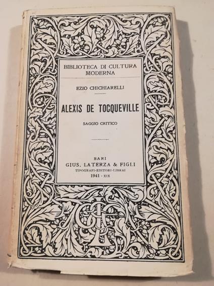 Alexis De Tocqueville. Saggio critico - Ezio Chichiarelli - copertina