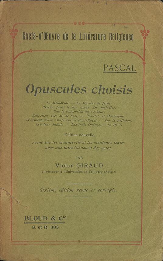 Opuscules choisis - copertina