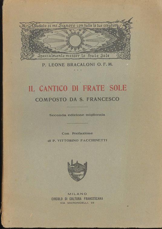 Il Cantico di Frate Sole composto da S. Francesco - copertina