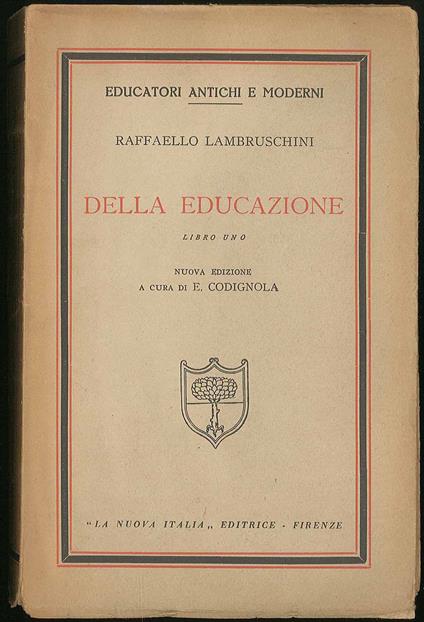 Della educazione - Libro uno - Raffaello Lambruschini - copertina