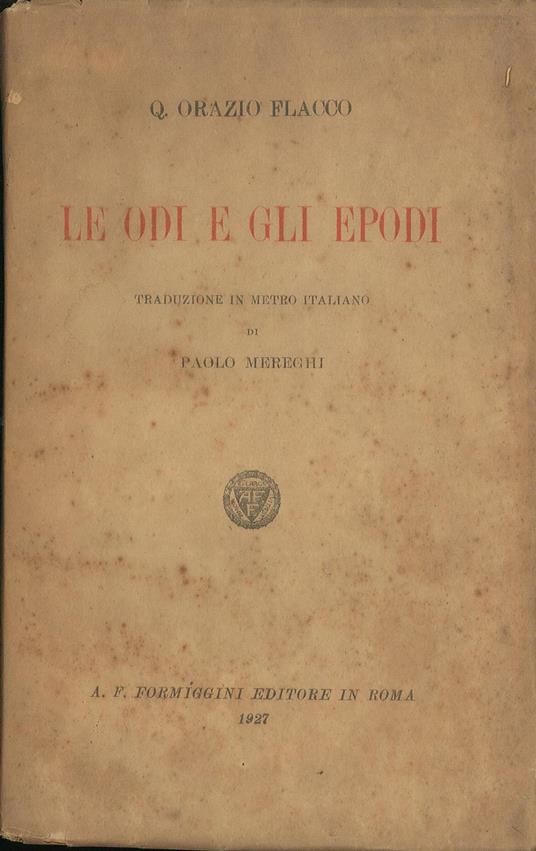 Le odi e gli epodi - copertina