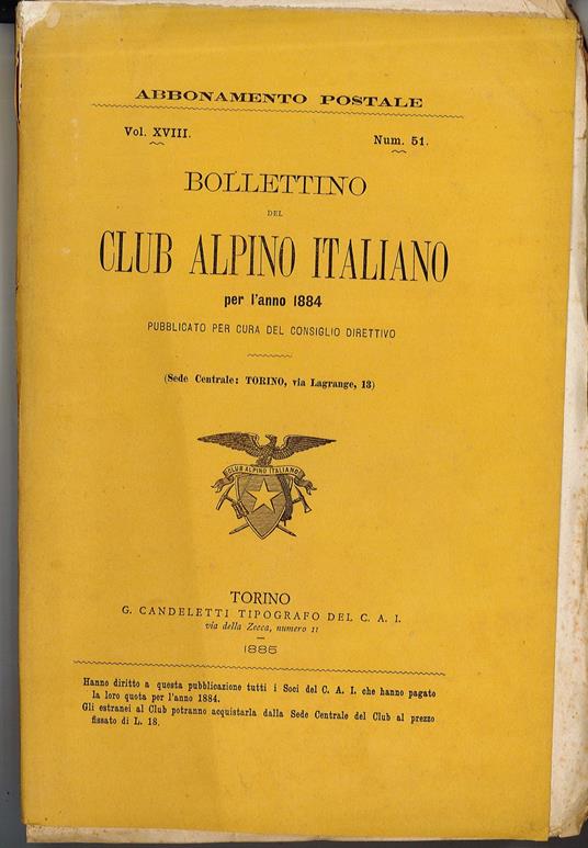 Bollettino del Club Alpino Italiano - Periodico Trimestrale, n^ 51 - Autori Vari - copertina