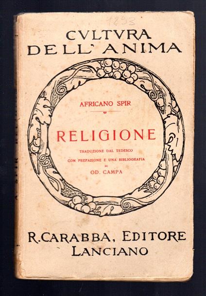 Religione - Africano Spir - copertina
