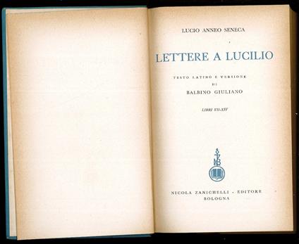 Lettere a Lucilio - Libri VII-XIV - Lucio Anneo Seneca - copertina