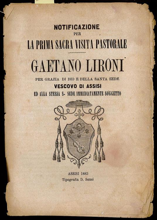 Notificazione per la prima Sacra visita Pastorale Gaetano Lironi - copertina