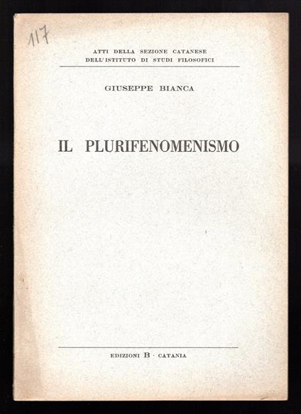 Il Plurifenomenismo - Giuseppe Bianca - copertina