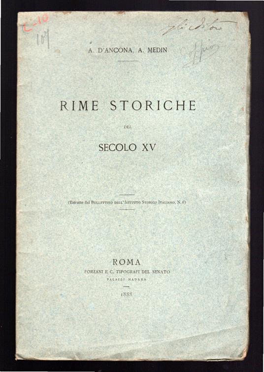 Rime storiche del secolo XV - copertina