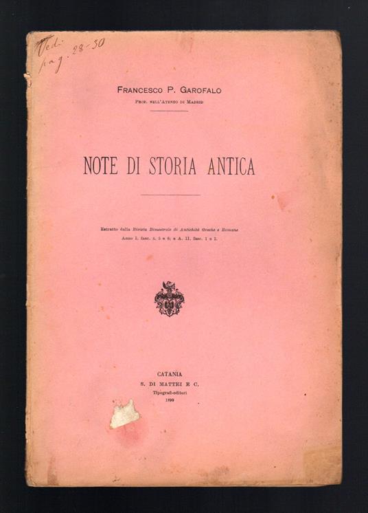 Note di storia antica - copertina
