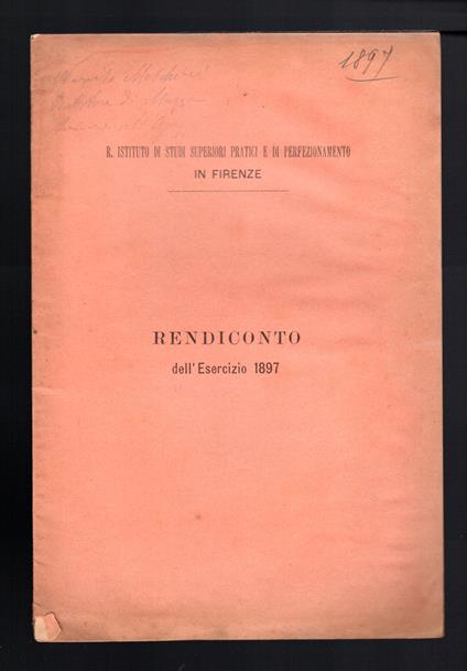 Rendiconto dell'Esercizio 1897 - copertina