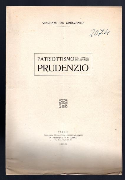 Patriottismo del poeta cristiano Prudenzio - copertina