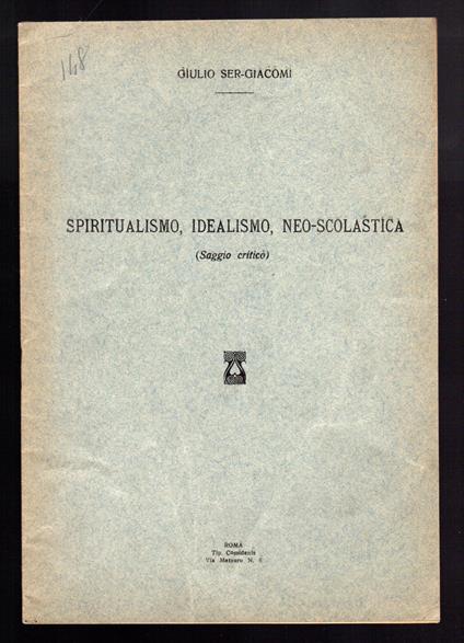 Spiritualismo, Idealismo, Neo-Scolastica - copertina