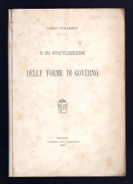 Di una nuova classificazione delle forme di Governo - copertina