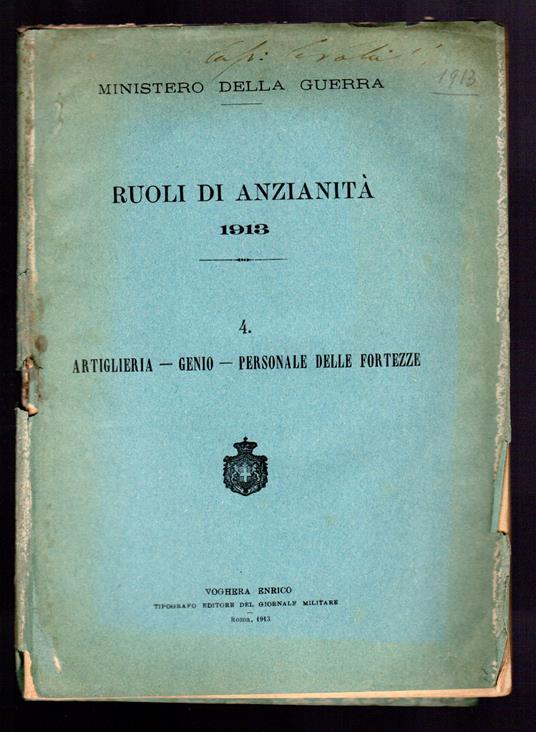 Artiglieria - Genio - Personale delle fortezze - copertina
