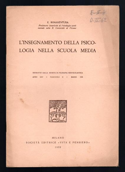 L'insegnamento della Psicologia nella Scuola Media - copertina