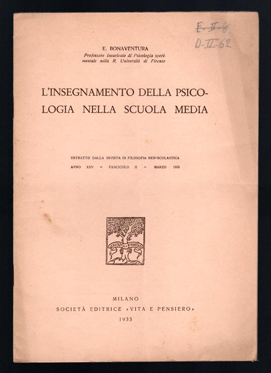 L'insegnamento della Psicologia nella Scuola Media - copertina