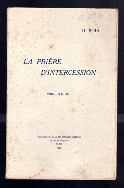 La priere d'intercession - copertina