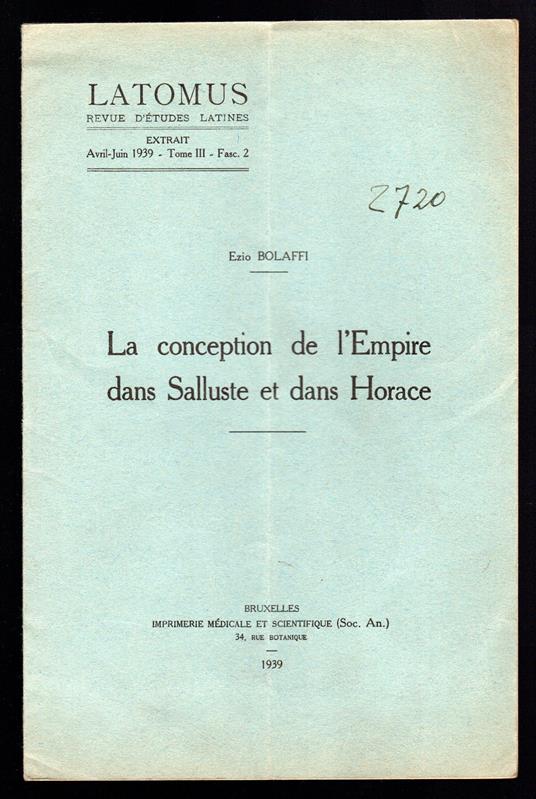 La conception de l'Empire dans Salluste et dans Horace - copertina