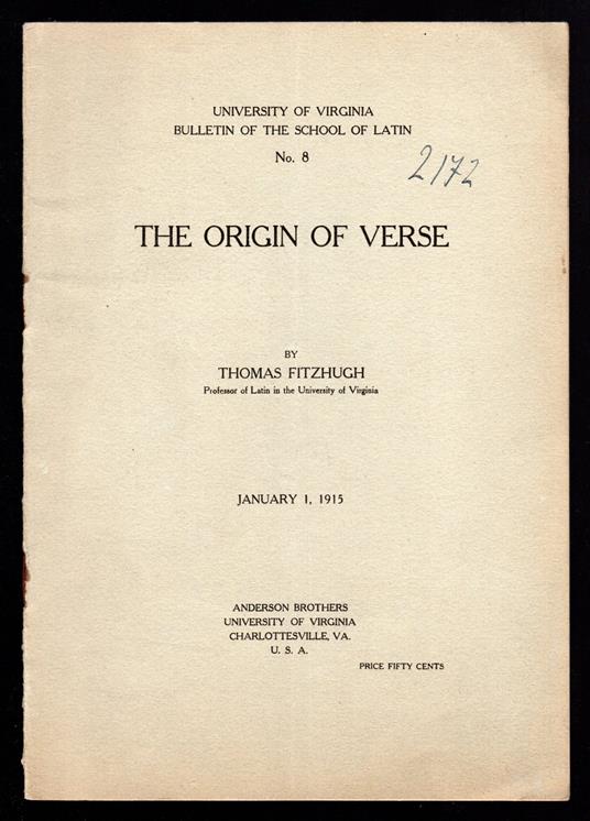 The origin of verse - copertina
