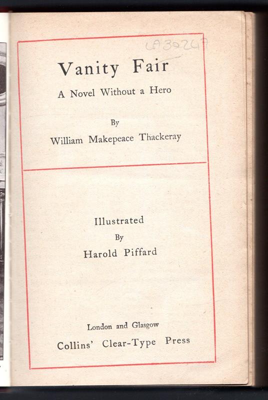 Vanity Fair. A novel Without a Hero - William Makepeace Thackeray - copertina