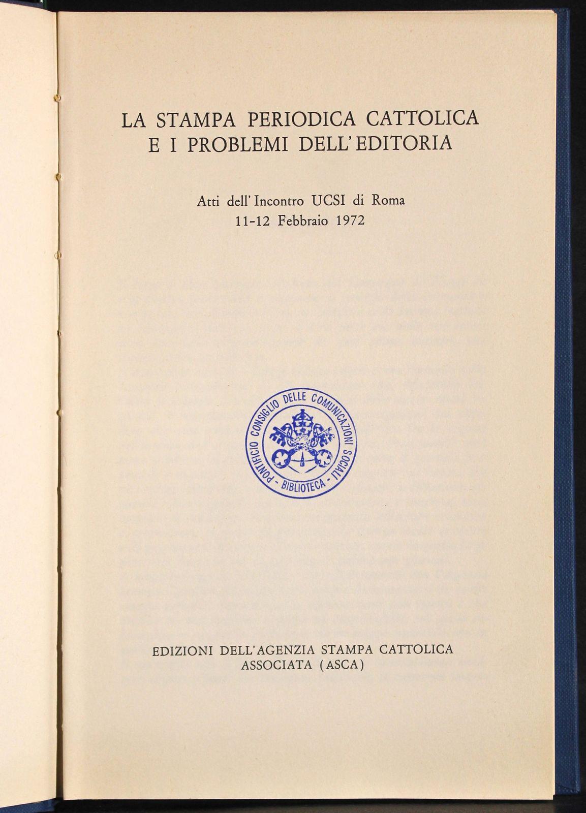 La Stampa Periodica Cattolica Problemi Dell'Editoria