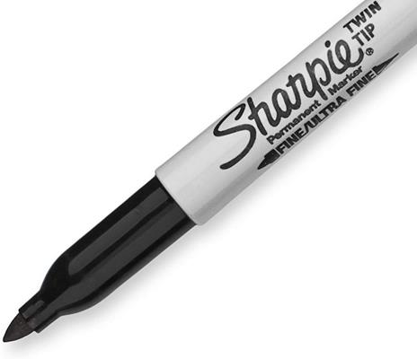 Marcatore permanente Sharpie Twin Tip doppia punta EF F - Nero in blister da 2 pz. - 3