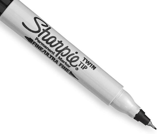 Marcatore permanente Sharpie Twin Tip doppia punta EF F - Nero in blister da 2 pz. - 4