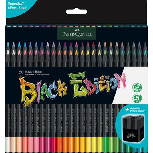 Astuccio cartone da 50 matite colorate triangolari Black Edition