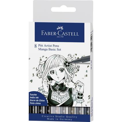Bustina da 8 Pitt Artist Pen-Manga Set (tonalità di grigi)