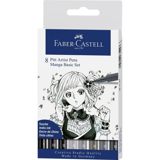 Bustina da 8 Pitt Artist Pen-Manga Set (tonalità di grigi)