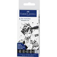 Bustina da 6 Pitt Artist Pen-Manga Nero nei tratti XS-S-SC-M-SB-B
