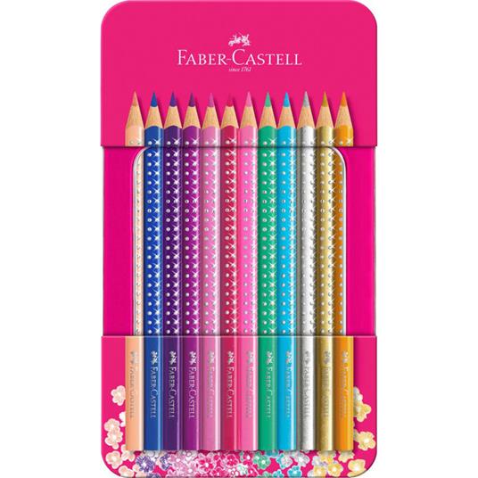 Set in metallo con matite colorate Sparkle, 12 matite, conf. rosa