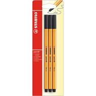 Fineliner - STABILO point 88 - Pack da 3 - Nero