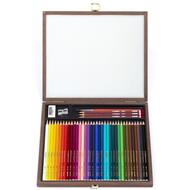 Matita colorata acquarellabile STABILO aquacolor Cassetta in Legno con 36 Colori 3 Matite HB 1 Gomma 1 Temperino 1 Pennello