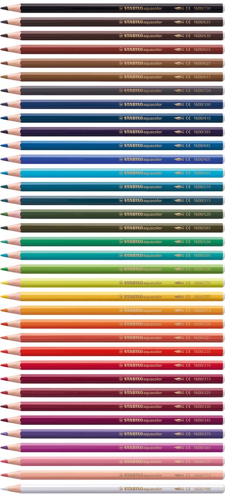 Matita colorata acquarellabile STABILO aquacolor Cassetta in Legno con 36 Colori 3 Matite HB 1 Gomma 1 Temperino 1 Pennello - 3