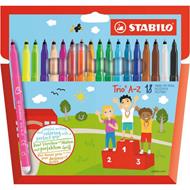 Pennarello a punta fine e fusto triangolare - STABILO Trio A-Z - Astuccio da 18 - Colori assortiti