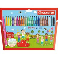 Pennarello a punta fine e fusto triangolare - STABILO Trio A-Z - Astuccio da 24 - Colori assortiti