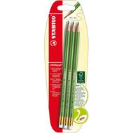 Matita in grafite Ecosostenibile- STABILO GREENgraph - con gommino - certificata FSC - Pack da 3 - Gradazione HB