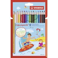 Matita colorata acquarellabile - STABILOaquacolor - Astuccio da 18 - Colori assortiti