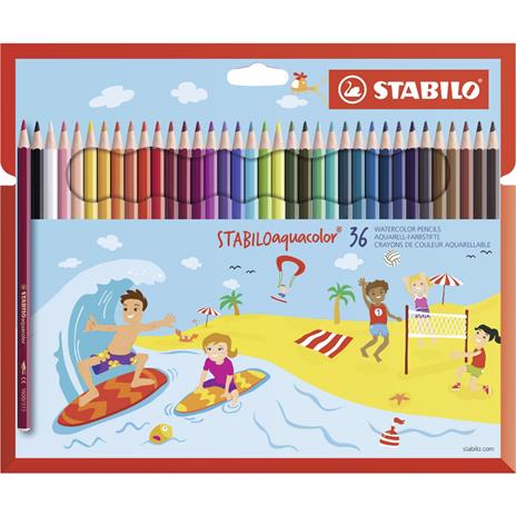 Matita colorata acquarellabile - STABILOaquacolor - Astuccio da 36 - Colori assortiti