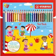 Matita colorata triangolare - STABILO Trio thick - Astuccio da 24 + temperino - Colori assortiti