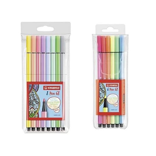Pennarello Premium - STABILO Pen 68 Pastel - Astuccio da 8 - Colori assortiti