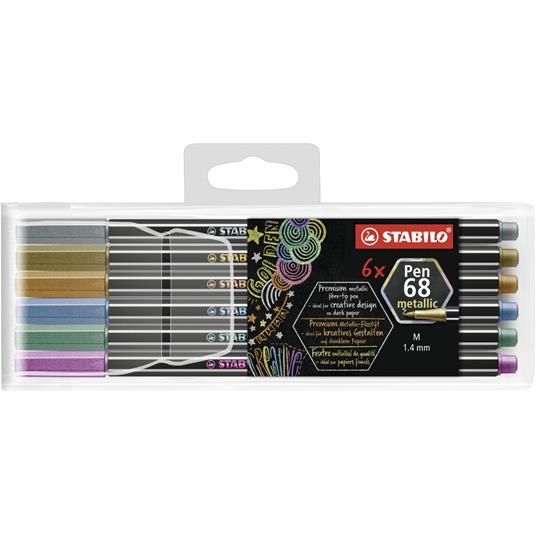 Pennarello Premium Metallizzato - STABILO Pen 68 metallic - Astuccio da 6 - con 6 colori assortiti