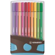 Pennarello Premium - STABILO Pen 68 Colorparade - Astuccio Desk-Set da 20 antracite/azzurro - 20 colori assortiti