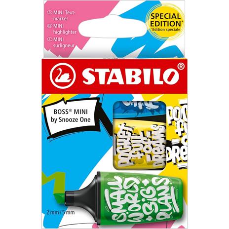 Evidenziatori STABILO BOSS mini by SNOOZE ONE conf. 3 colori assortiti verde, blu e giallo  07/03-61