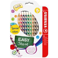 Matita colorata Ergonomica - STABILO EASYcolors - per Mancini - Astuccio da 12 + temperino - Colori assortiti