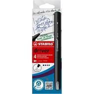 Fineliner Premium - STABILO dr!ver - Tratto Fine (0,4 mm) - Astuccio da 4 - Verde, Rosso, Blu, Nero