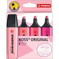 Evidenziatore - STABILO BOSS ORIGINAL - Shades of Pink - Astuccio da 4 - Colori assortiti