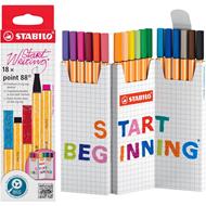 Fineliner - STABILO point 88 - ZIG ZAG Set da 18 - Colori assortiti