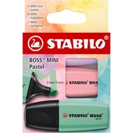 Evidenziatore - STABILO BOSS MINI Pastel - Astuccio da 3 - Glicine, Rosa Antico, Verde Menta